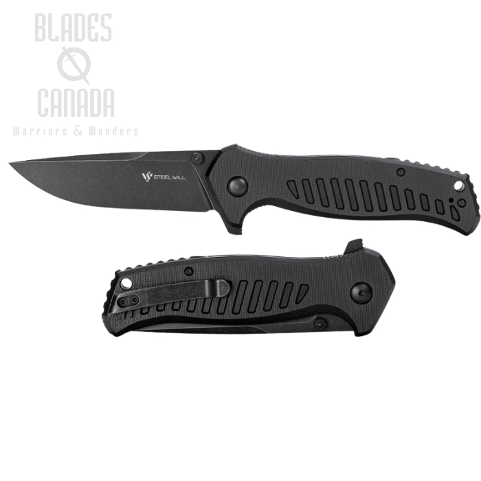 Steel Will Barghest Flipper Folding Knife, D2 Satin, G10 Black, F3703